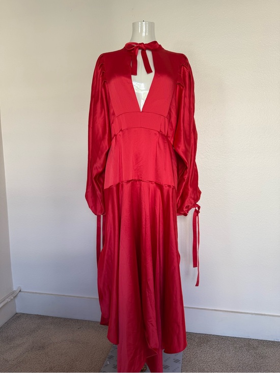 Self-Portrait Dresses & Skirts - Self-Portrait Midi Satin Red Dress with Cut Out